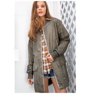Long Corduroy Bomber Jacket